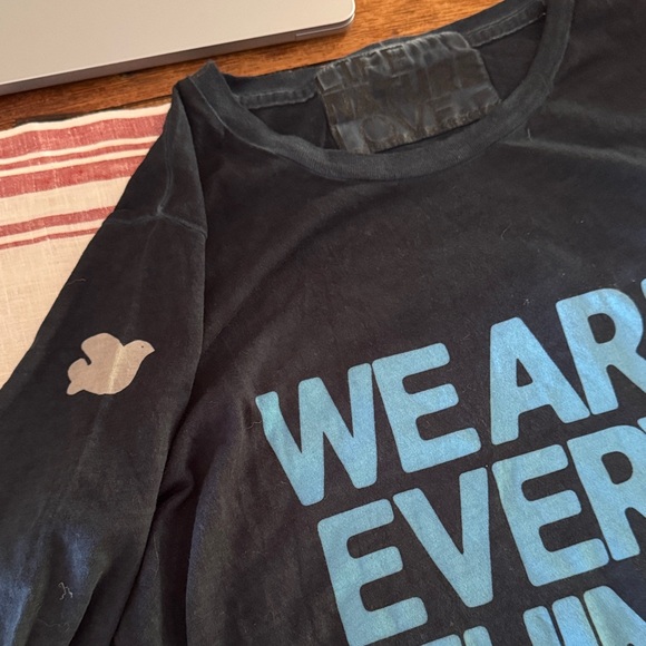 Free City Black Long Sleeve Shirt with Blue Text. Life nature love - Picture 3 of 6